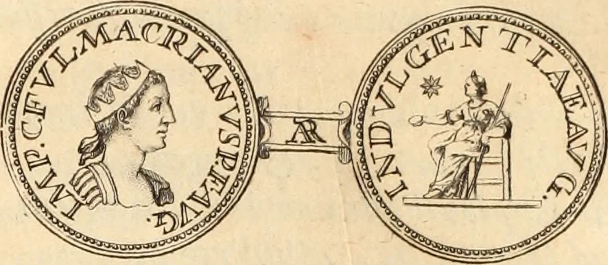 An illustration from Numismata imperatorum romanorum praestantiora a Julio Caesare ad Postumum usque per Joannem Vaillant, 1743, leaf 21