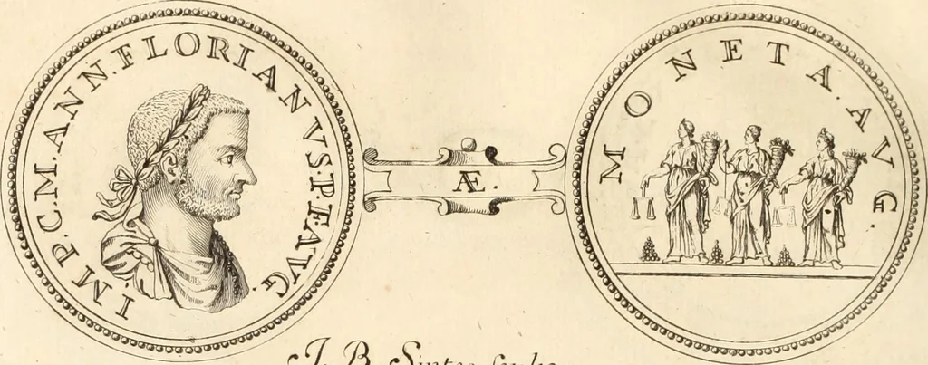 An illustration from Numismata imperatorum romanorum praestantiora a Julio Caesare ad Postumum usque per Joannem Vaillant, 1743, leaf 227