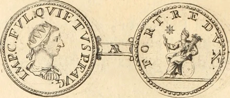 An illustration from Numismata imperatorum romanorum praestantiora a Julio Caesare ad Postumum usque per Joannem Vaillant, 1743, leaf 23