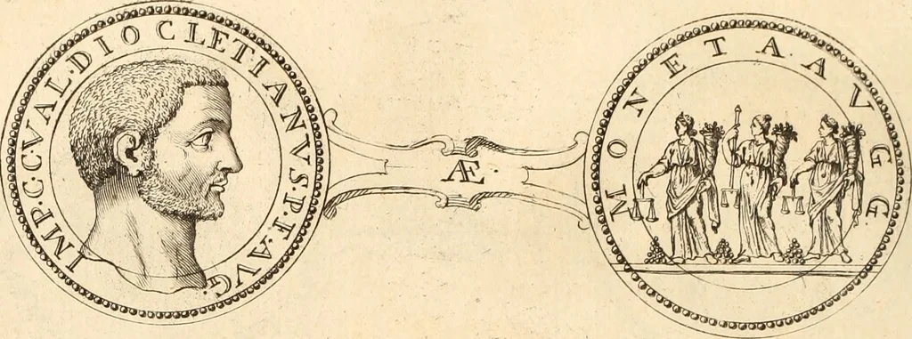 An illustration from Numismata imperatorum romanorum praestantiora a Julio Caesare ad Postumum usque per Joannem Vaillant, 1743, leaf 235