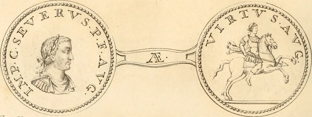 An illustration from Numismata imperatorum romanorum praestantiora a Julio Caesare ad Postumum usque per Joannem Vaillant, 1743, leaf 243