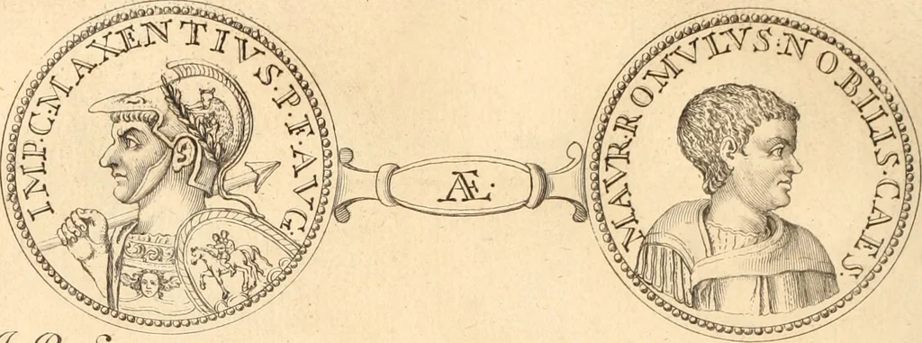 An illustration from Numismata imperatorum romanorum praestantiora a Julio Caesare ad Postumum usque per Joannem Vaillant, 1743, leaf 245