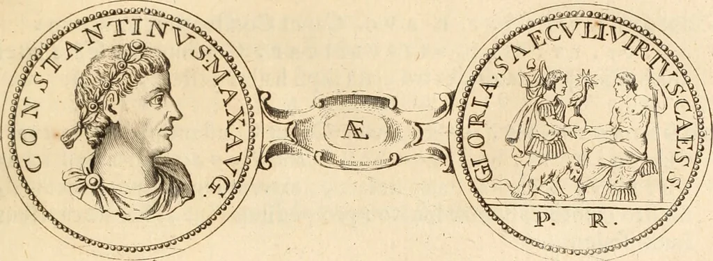 An illustration from Numismata imperatorum romanorum praestantiora a Julio Caesare ad Postumum usque per Joannem Vaillant, 1743, leaf 248