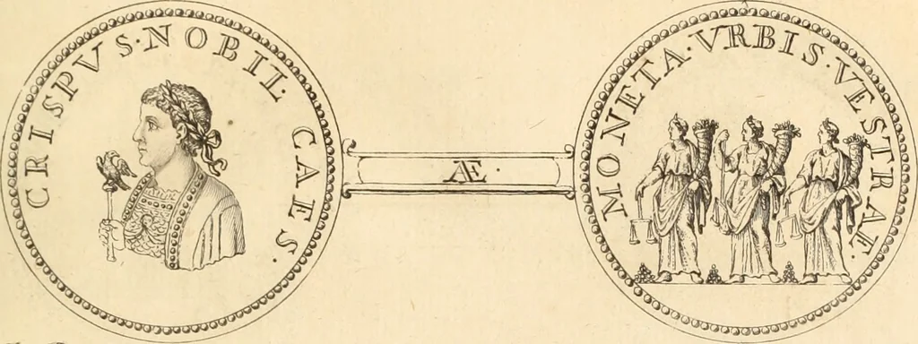 An illustration from Numismata imperatorum romanorum praestantiora a Julio Caesare ad Postumum usque per Joannem Vaillant, 1743, leaf 252