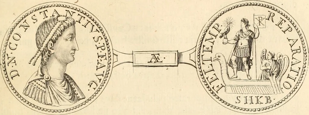 An illustration from Numismata imperatorum romanorum praestantiora a Julio Caesare ad Postumum usque per Joannem Vaillant, 1743, leaf 258