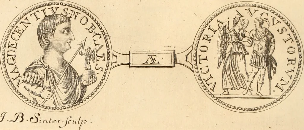 An illustration from Numismata imperatorum romanorum praestantiora a Julio Caesare ad Postumum usque per Joannem Vaillant, 1743, leaf 263