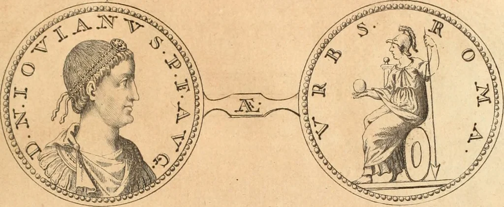An illustration from Numismata imperatorum romanorum praestantiora a Julio Caesare ad Postumum usque per Joannem Vaillant, 1743, leaf 268
