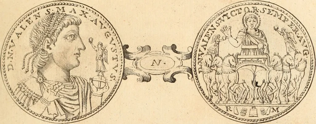 An illustration from Numismata imperatorum romanorum praestantiora a Julio Caesare ad Postumum usque per Joannem Vaillant, 1743, leaf 270