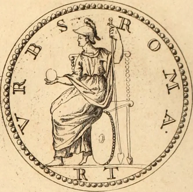An illustration from Numismata imperatorum romanorum praestantiora a Julio Caesare ad Postumum usque per Joannem Vaillant, 1743, leaf 271