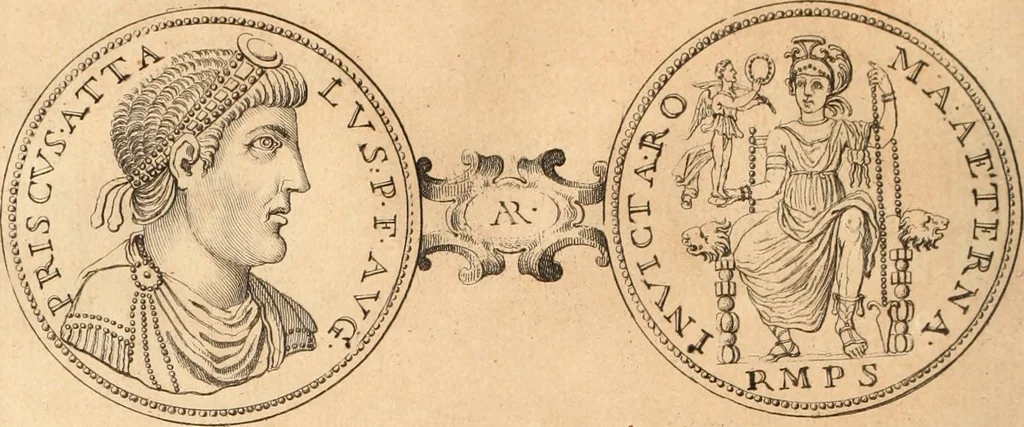 An illustration from Numismata imperatorum romanorum praestantiora a Julio Caesare ad Postumum usque per Joannem Vaillant, 1743, leaf 275