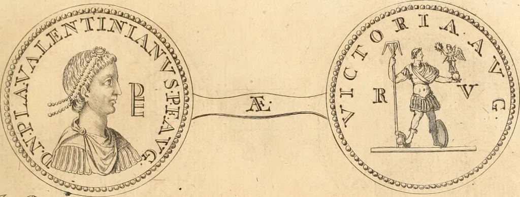 An illustration from Numismata imperatorum romanorum praestantiora a Julio Caesare ad Postumum usque per Joannem Vaillant, 1743, leaf 276
