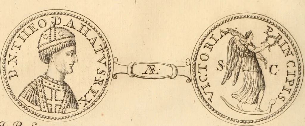 An illustration from Numismata imperatorum romanorum praestantiora a Julio Caesare ad Postumum usque per Joannem Vaillant, 1743, leaf 281