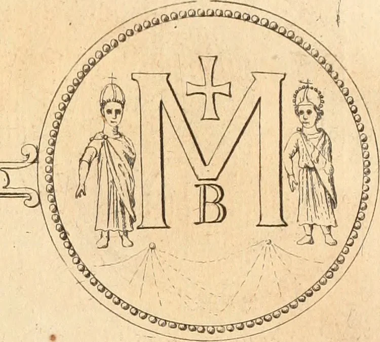 An illustration from Numismata imperatorum romanorum praestantiora a Julio Caesare ad Postumum usque per Joannem Vaillant, 1743, leaf 286
