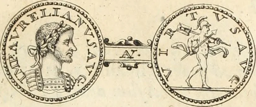 An illustration from Numismata imperatorum romanorum praestantiora a Julio Caesare ad Postumum usque per Joannem Vaillant, 1743, leaf 36