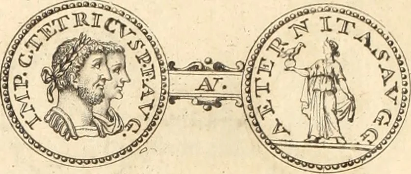 An illustration from Numismata imperatorum romanorum praestantiora a Julio Caesare ad Postumum usque per Joannem Vaillant, 1743, leaf 39
