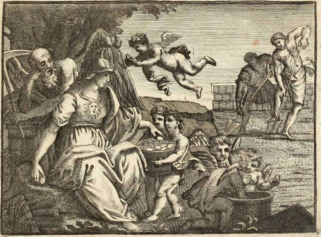 An illustration from Numismata imperatorum romanorum praestantiora a Julio Caesare ad Postumum usque per Joannem Vaillant, 1743, leaf 4