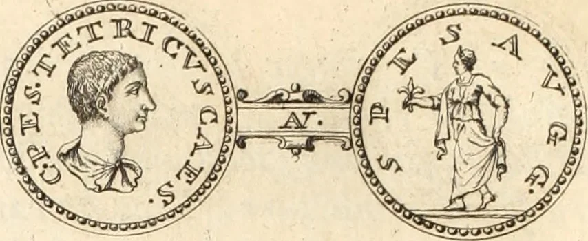 An illustration from Numismata imperatorum romanorum praestantiora a Julio Caesare ad Postumum usque per Joannem Vaillant, 1743, leaf 41