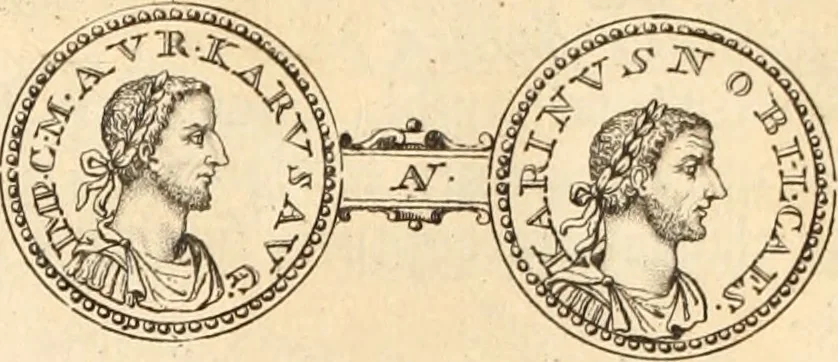 An illustration from Numismata imperatorum romanorum praestantiora a Julio Caesare ad Postumum usque per Joannem Vaillant, 1743, leaf 49
