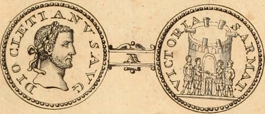 An illustration from Numismata imperatorum romanorum praestantiora a Julio Caesare ad Postumum usque per Joannem Vaillant, 1743, leaf 60