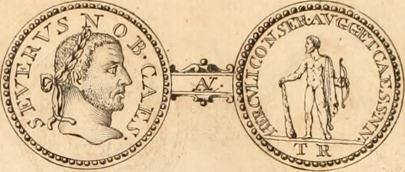 An illustration from Numismata imperatorum romanorum praestantiora a Julio Caesare ad Postumum usque per Joannem Vaillant, 1743, leaf 79
