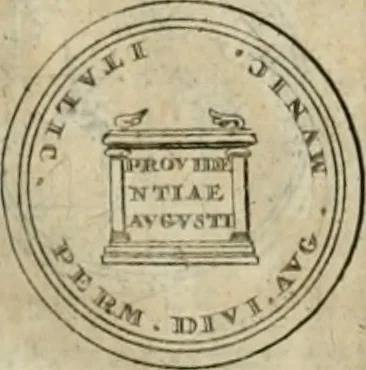 An illustration from Numismata ærea imperatorum, augustarum, et cæsarum, in coloniis, municilpiis, et urbibus jure latio donatis, ex omni modulo percussa, 1695, leaf 103