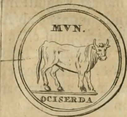 An illustration from Numismata ærea imperatorum, augustarum, et cæsarum, in coloniis, municilpiis, et urbibus jure latio donatis, ex omni modulo percussa, 1695, leaf 105