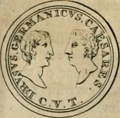 An illustration from Numismata ærea imperatorum, augustarum, et cæsarum, in coloniis, municilpiis, et urbibus jure latio donatis, ex omni modulo percussa, 1695, leaf 107
