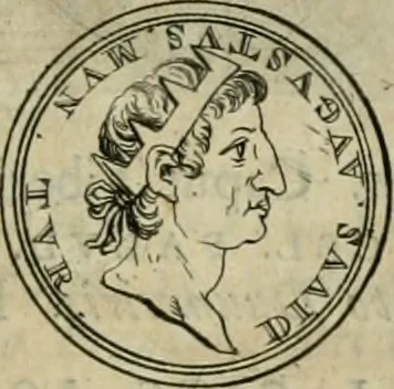 An illustration from Numismata ærea imperatorum, augustarum, et cæsarum, in coloniis, municilpiis, et urbibus jure latio donatis, ex omni modulo percussa, 1695, leaf 108