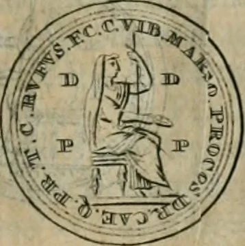 An illustration from Numismata ærea imperatorum, augustarum, et cæsarum, in coloniis, municilpiis, et urbibus jure latio donatis, ex omni modulo percussa, 1695, leaf 112