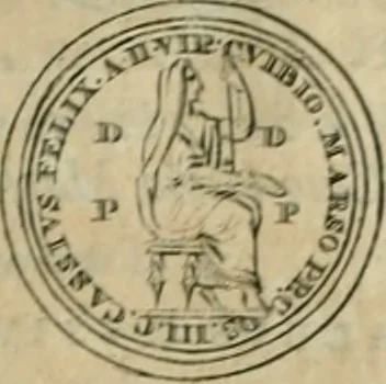 An illustration from Numismata ærea imperatorum, augustarum, et cæsarum, in coloniis, municilpiis, et urbibus jure latio donatis, ex omni modulo percussa, 1695, leaf 114