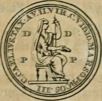 An illustration from Numismata ærea imperatorum, augustarum, et cæsarum, in coloniis, municilpiis, et urbibus jure latio donatis, ex omni modulo percussa, 1695, leaf 114