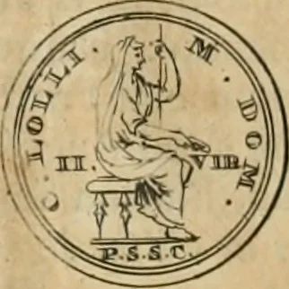 An illustration from Numismata ærea imperatorum, augustarum, et cæsarum, in coloniis, municilpiis, et urbibus jure latio donatis, ex omni modulo percussa, 1695, leaf 115