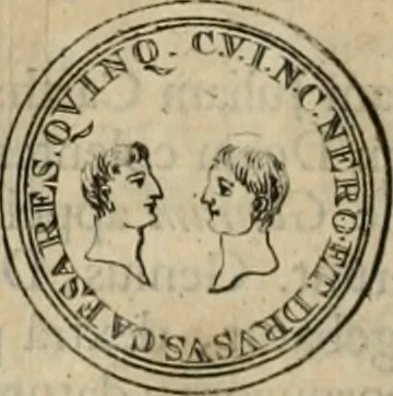 An illustration from Numismata ærea imperatorum, augustarum, et cæsarum, in coloniis, municilpiis, et urbibus jure latio donatis, ex omni modulo percussa, 1695, leaf 123