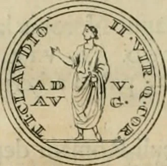 An illustration from Numismata ærea imperatorum, augustarum, et cæsarum, in coloniis, municilpiis, et urbibus jure latio donatis, ex omni modulo percussa, 1695, leaf 145