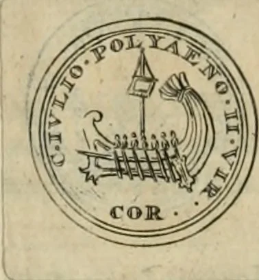 An illustration from Numismata ærea imperatorum, augustarum, et cæsarum, in coloniis, municilpiis, et urbibus jure latio donatis, ex omni modulo percussa, 1695, leaf 145