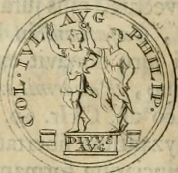 An illustration from Numismata ærea imperatorum, augustarum, et cæsarum, in coloniis, municilpiis, et urbibus jure latio donatis, ex omni modulo percussa, 1695, leaf 157