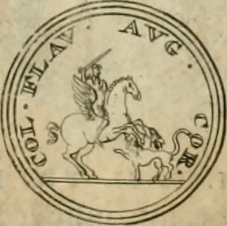 An illustration from Numismata ærea imperatorum, augustarum, et cæsarum, in coloniis, municilpiis, et urbibus jure latio donatis, ex omni modulo percussa, 1695, leaf 165