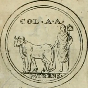 An illustration from Numismata ærea imperatorum, augustarum, et cæsarum, in coloniis, municilpiis, et urbibus jure latio donatis, ex omni modulo percussa, 1695, leaf 170