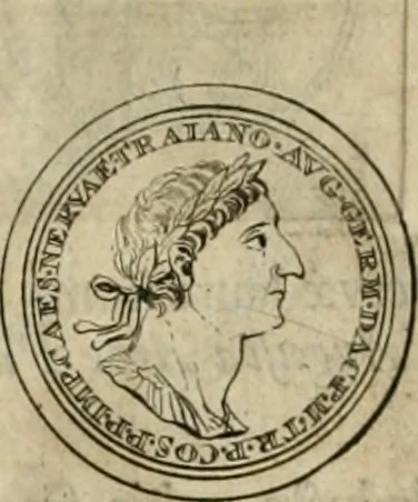 An illustration from Numismata ærea imperatorum, augustarum, et cæsarum, in coloniis, municilpiis, et urbibus jure latio donatis, ex omni modulo percussa, 1695, leaf 171