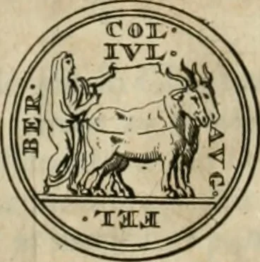 An illustration from Numismata ærea imperatorum, augustarum, et cæsarum, in coloniis, municilpiis, et urbibus jure latio donatis, ex omni modulo percussa, 1695, leaf 171