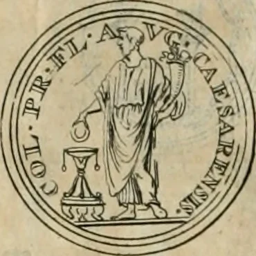 An illustration from Numismata ærea imperatorum, augustarum, et cæsarum, in coloniis, municilpiis, et urbibus jure latio donatis, ex omni modulo percussa, 1695, leaf 173