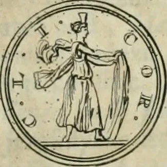 An illustration from Numismata ærea imperatorum, augustarum, et cæsarum, in coloniis, municilpiis, et urbibus jure latio donatis, ex omni modulo percussa, 1695, leaf 176