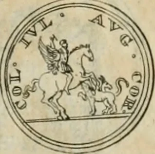 An illustration from Numismata ærea imperatorum, augustarum, et cæsarum, in coloniis, municilpiis, et urbibus jure latio donatis, ex omni modulo percussa, 1695, leaf 181