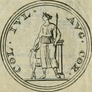 An illustration from Numismata ærea imperatorum, augustarum, et cæsarum, in coloniis, municilpiis, et urbibus jure latio donatis, ex omni modulo percussa, 1695, leaf 182