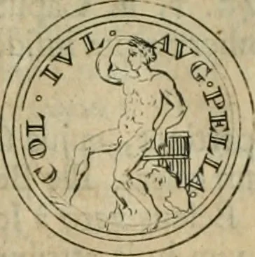 An illustration from Numismata ærea imperatorum, augustarum, et cæsarum, in coloniis, municilpiis, et urbibus jure latio donatis, ex omni modulo percussa, 1695, leaf 184