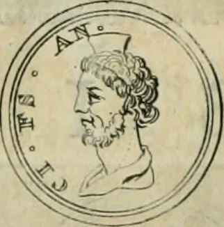 An illustration from Numismata ærea imperatorum, augustarum, et cæsarum, in coloniis, municilpiis, et urbibus jure latio donatis, ex omni modulo percussa, 1695, leaf 186