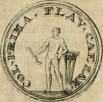 An illustration from Numismata ærea imperatorum, augustarum, et cæsarum, in coloniis, municilpiis, et urbibus jure latio donatis, ex omni modulo percussa, 1695, leaf 193