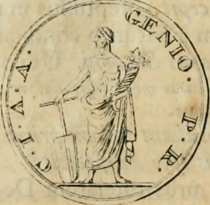 An illustration from Numismata ærea imperatorum, augustarum, et cæsarum, in coloniis, municilpiis, et urbibus jure latio donatis, ex omni modulo percussa, 1695, leaf 193