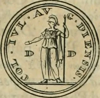 An illustration from Numismata ærea imperatorum, augustarum, et cæsarum, in coloniis, municilpiis, et urbibus jure latio donatis, ex omni modulo percussa, 1695, leaf 196