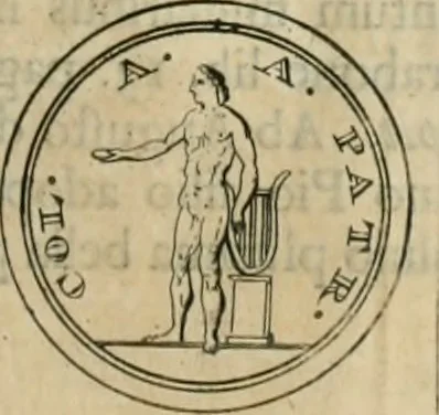 An illustration from Numismata ærea imperatorum, augustarum, et cæsarum, in coloniis, municilpiis, et urbibus jure latio donatis, ex omni modulo percussa, 1695, leaf 196
